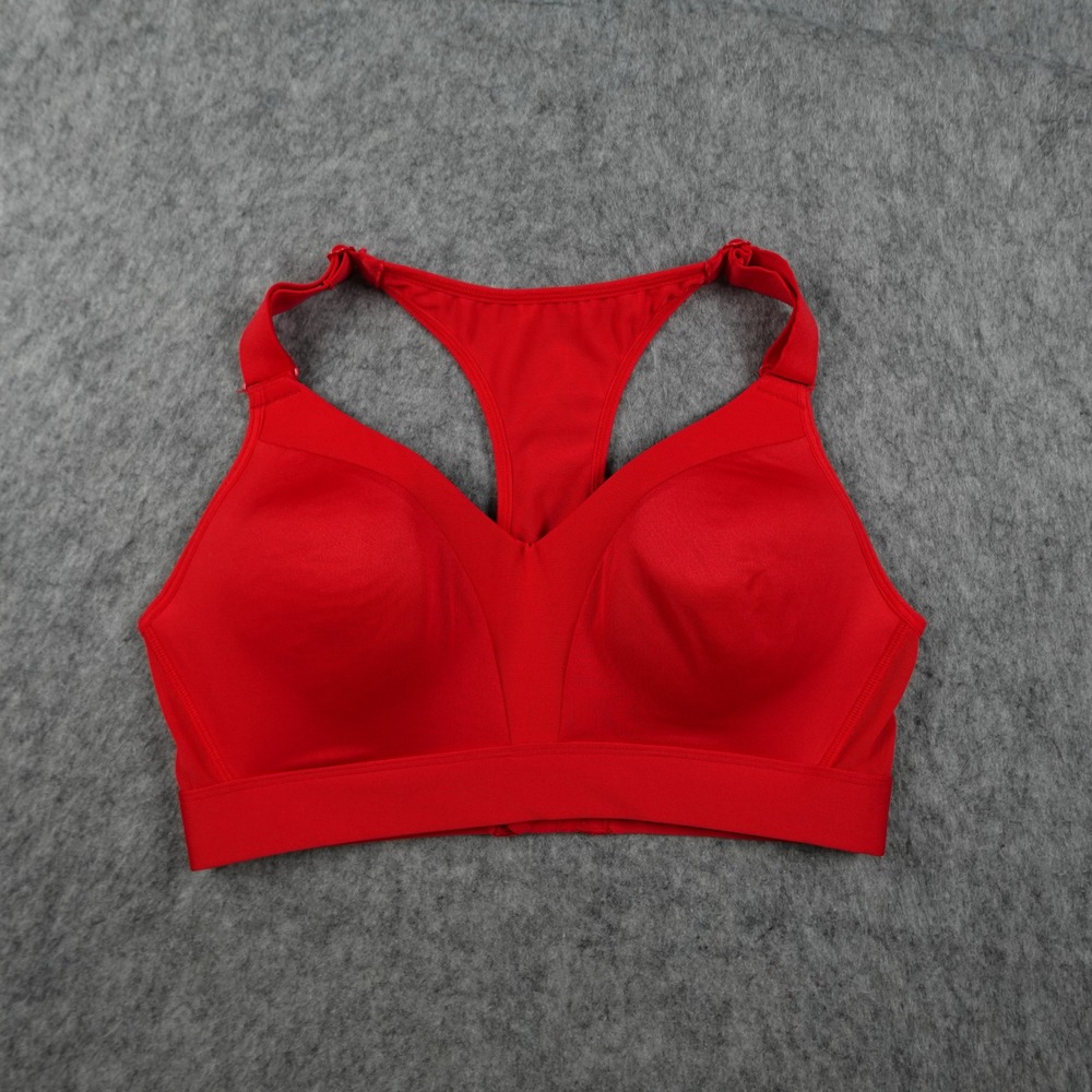 Spyder Sports Bra Women M/L? Red Racerback Padded High Impact Active Gym Workout